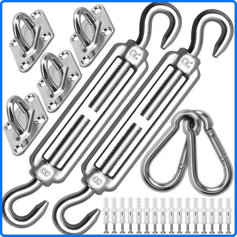 Kit de Fixation de Voile d'ombrage M8 très résistant, kit de Fixation pour auvent en Acier Inoxydable 304 pour Triangle et carré, kit d'accessoires (1/5)