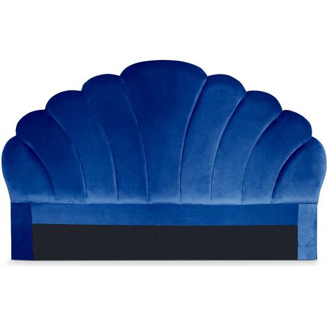 Tête de Lit en Velours "Shelly" 180cm Bleu (1/5)