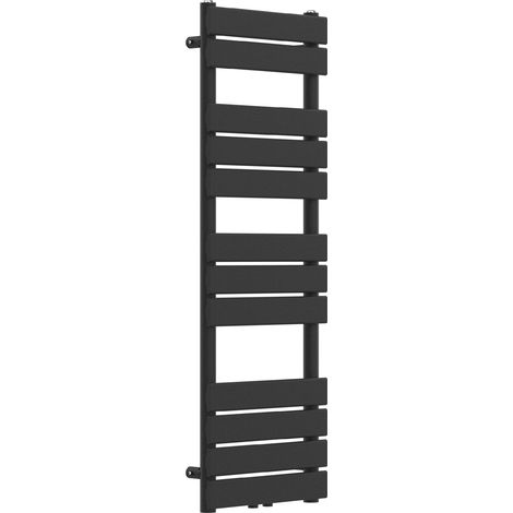 Radiateur sèche-serviettes chauffage salle de bain à lames plates acier 120 x 40 cm noir (1/5)