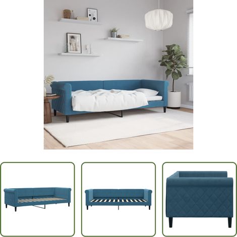 vidaXL Canapé jour - Lit de repos sans matelas bleu 80x200 cm velours (1/5)