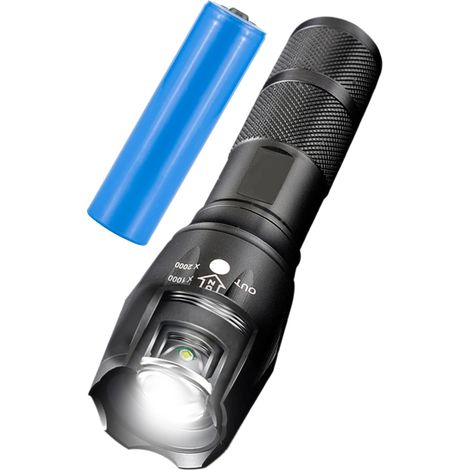 Lampe Torche LED - Zoom Télescopique Rechargeable par USB - Lampe Torche Manuelle  Pour Lumière Vive, Camping, Extérieur, Voyage, Marche, Nuit, Maison, Travail, Coupure de Courant et Poche