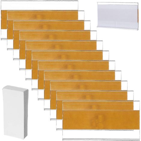 60 porte-étiquettes pour étagères, étiquettes pour tiroirs, étiquettes pour étagères métalliques, clips pour étagères, étiquettes pour paniers, étiquettes pour étagères métalliques-8.00X4.00X0.10CM (1/4)