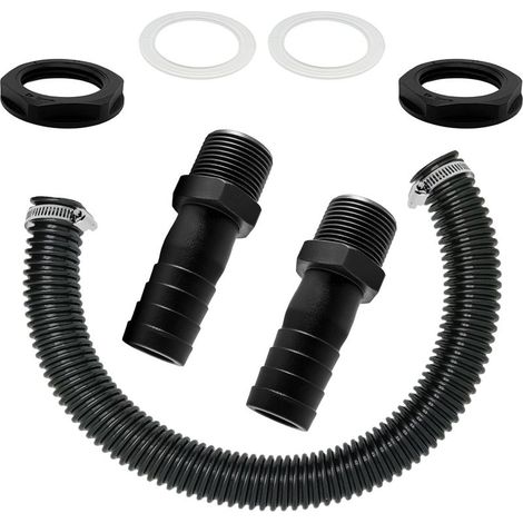 Trop Plein Cuve 1000L, 25 mm Diamètre, Raccord Récupérateur Eau de Pluie, avec 50 cm Tuyau de Raccordement et 2 Raccords de Tuyau 25 mm Diamètre, pour Tonneaux de Pluie (1/4)