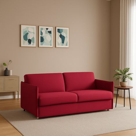 Divano Fisso 2 Posti Monleale, Sfoderabile, Idrorepellente Made in Italy, Lavabile, 160x95x90h cm Rosso (1/4)