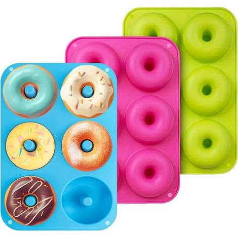 3 teiliges Silikon Donut Formen Set 6 Mulden Stapelbar Hitzebeständig Leicht zu reinigen Antihaftbeschichtung Unverzichtbares Küchenutensil für D (1/5)