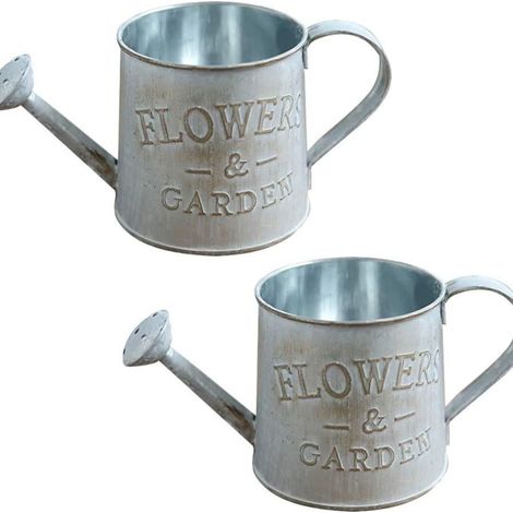 Filiyano-Lot de 2 pots de fleurs vintage, arrosoir, mini pots en fer, décoration shabby chic (1/5)
