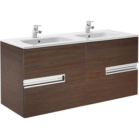 Pack Unik élément bas + double lavabo VICTORIA-N - ROCA Couleur : Wengé texturé (1/2)