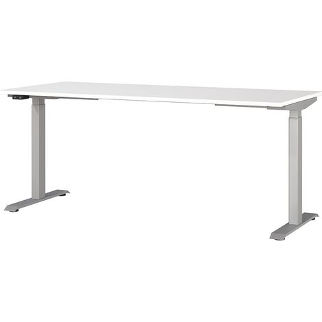 Schreibtisch 180cm, elektrisch höhenverstellbar, weiß/silber, JESOLO-01 (1/4)