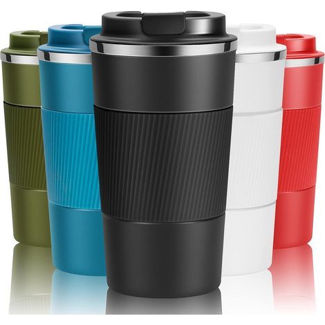 Tasse isotherme de voyage en acier inoxydable noir de 510 ml, idéale pour les boissons chaudes et froides. (1/3)