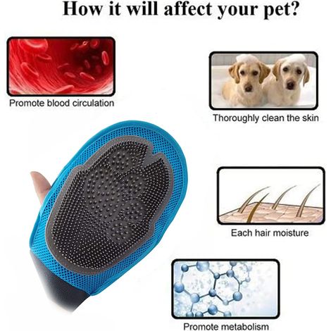 Gant de toilettage pour animaux, gant nettoyant pour le bain et le massage, brosse anti-poils pour chiens et chats (1/5)