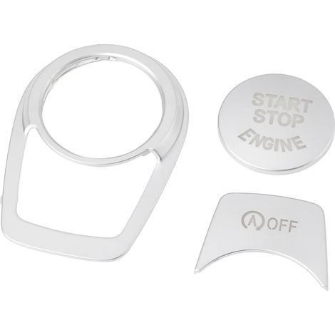 Satz silberne, selbstklebende Start-Stopp-Knopfabdeckung, kompatibel mit BMW F20 F22 F30 F34 F32 (1/5)