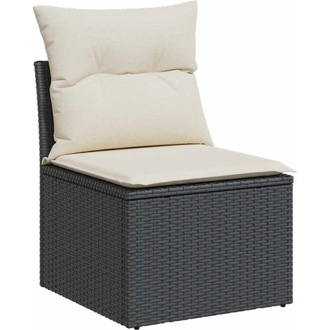 Maison Exclusive - Gartensofa ohne Armlehnen mit Kissen Schwarz P
