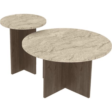 CALICOSY - Lot de 2 Tables basses rondes Ø70 cm et Ø40 cm TILIA