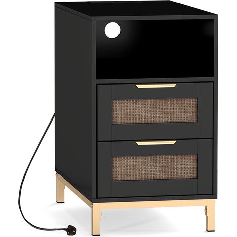 COSTWAY Narrow End Table with Charging Station (1/5)