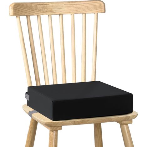 Rehausseur de chaise pour enfant en PU lavable et démontable avec 2 boucles de sécurité Sangle antidérapante pour table à manger bébé Booster Seat (noir) (1/5)