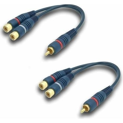 Câble RCA Audio Splitter RCA Y Câble Adaptateur 20cm Câble RCA vers JACK 1 Mâle vers 2 Femelle RCA Câble pour Subwoofer Phono AV Audio Car Subwoofer (Câble RCA Y, 2 pièces, bleu) (1/5)