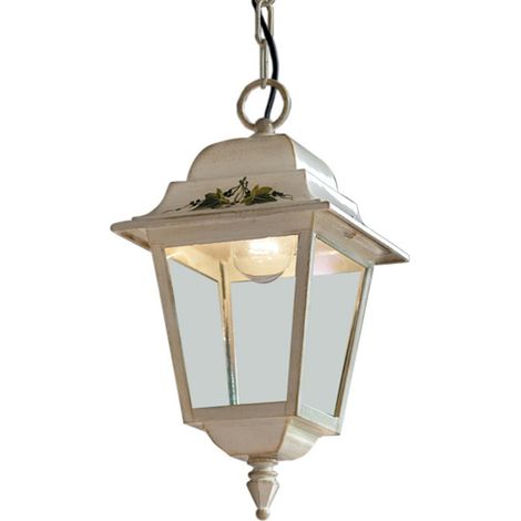 Sospensione Esterno Classica Gorizia Metallo Ceramica Bianco Sfumato 1 Luce E27 (1/4)