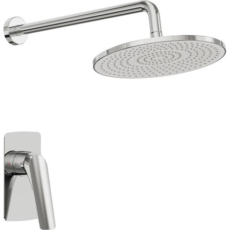 EVERSTEIN Unterputz Duschsystem Regendusche Quadratisch Chrom:  Einbau Duscharmatur Komplettset Messing Wandmontage Einhebelmischer Brausegarnitur Duschset G1/2 Minimalistisch Kopfbrause Glanz Bad