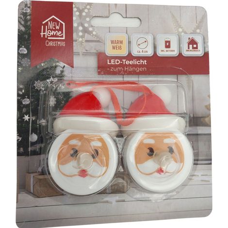 LED Teelichter Weihnachtsmann 2er Set Kerzen Tisch Dekoration (1/2)