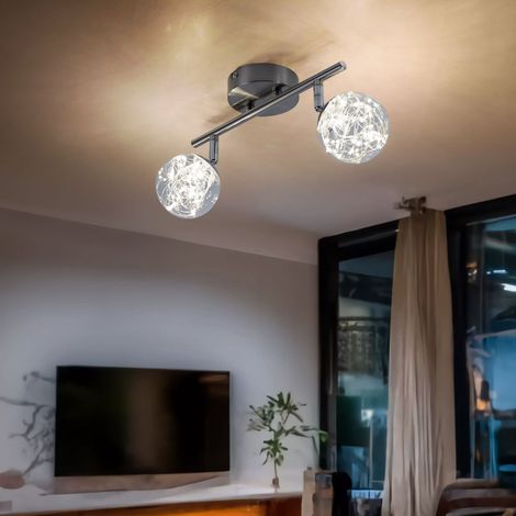 Faretto da soffitto Faretto da soffitto LED 2 fiamme Lampada da soffitto due faretti, globi di vetro orientabili con luci fatate, 2x LED 3,5W 350Lm bianco caldo, L 30 cm