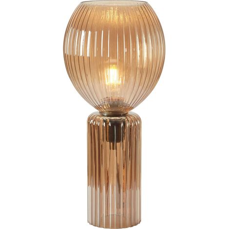 Lampe de table e27 40w max en verre nervure ambre 40 cm - markslojd - toulipa 88869202 88869202 88869202 88869202 (1/3)