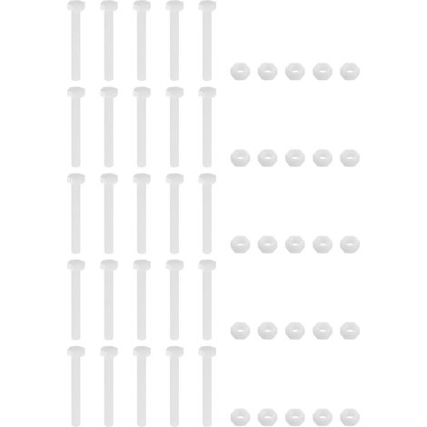 Vis Et Écrous En Nylon Assortiment, M6x50mm Vis Hexagonales Boulons Et Écrous Hexagonaux M6 Pour Accessoires Industriels Électroniques Machines, Blanc (1/5)