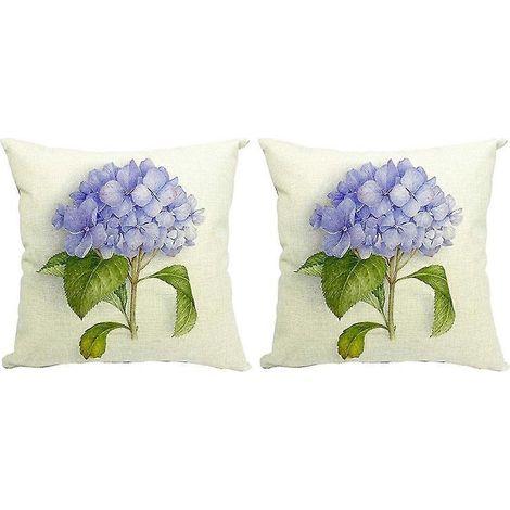 2x Vintage Floral/fleur lin décoratif jeter taie d'oreiller housse de coussin maison canapé décoratif (pensée (1/4)