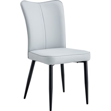 Lot de 2 chaises de salle à manger modernes design gris clair, disponibles en plusieurs couleurs, 89 cm de haut, chaises de salle à manger en PU gris clair, pieds en métal noir, adaptées au bureau, re (1/5)