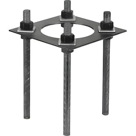 Platine d’ancrage pour poteau d’éclairage 200 x 200 mm noire en métal BASE SV Kobi (1/2)