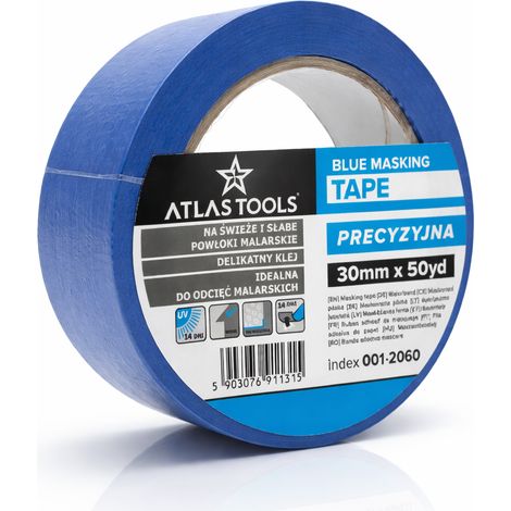 Nastro adesivo blu per pittori Atlas Tools, fine, di precisione, 30 mm/50 iarde (1/5)