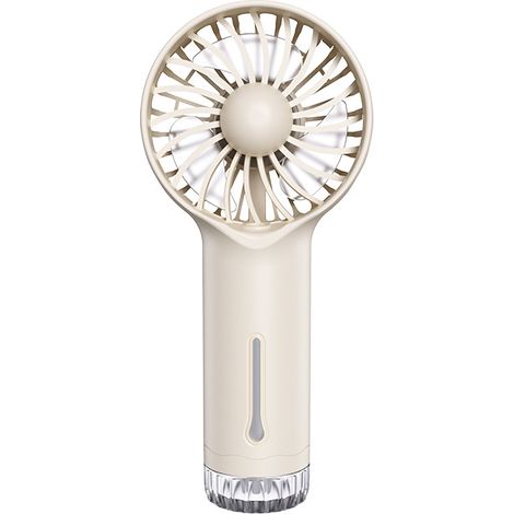 Dieser tragbare Mini-Ventilator verfügt über eine Sprühfunktion, ist wiederaufladbar, hat eine lange Akkulaufzeit und ist braun. (1/5)
