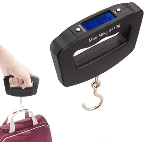 Mini-Gepäckwaage, Digitalwaage, Steelyard-Waage, 50 kg (110 lb), mit Angelhaken, Tara-Funktion, hintergrundbeleuchtetem LCD-Display für Zuhause und Landwirtschaft (1/4)
