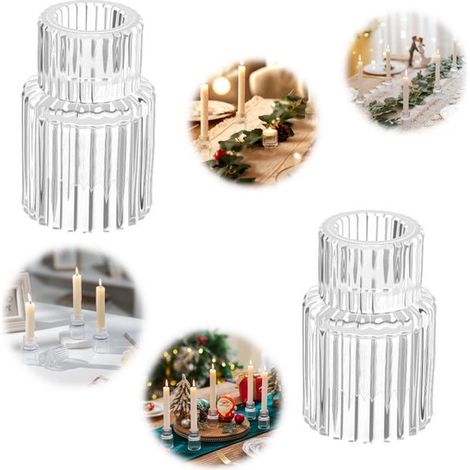 Bougeoirs en verre lot de 2 - supports de bougies parfumées 6,8 x 4,3 cm, transparents (1/5)