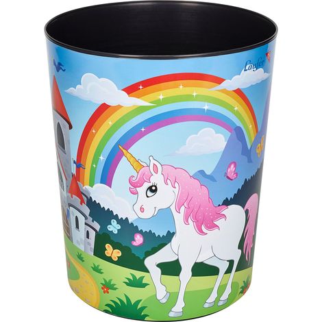corbeille à papier avec motif terrain de football, poubelle de 13 litres, parfait pour la chambre d'enfant, motifs différents, rond, plastique solide (1/2)