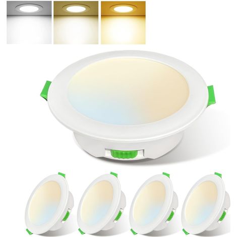 Pack de 5 Spot Encastré LED, 7W, Température Réglable, Étanche IP44, Pour Salle De Bain (1/5)