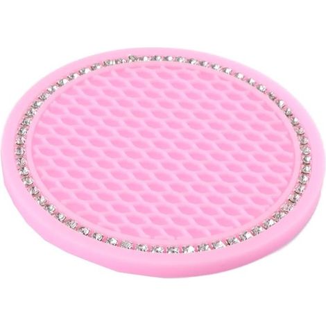 Posavasos para coche, inserto universal para portavasos de coche, posavasos antideslizantes para tazas café, paquete 2, negro/purpurina (negro) (1/5)