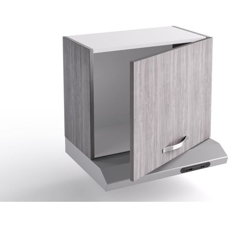 Sopracappa cucina 60x31x48 cm in legno grigio islanda con un'anta e depuratore - Massa