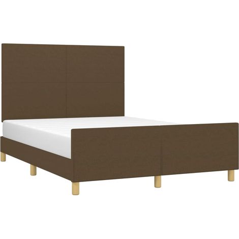 vidaXL Cadre de lit sans matelas marron foncé 140x190 cm tissu (1/5)