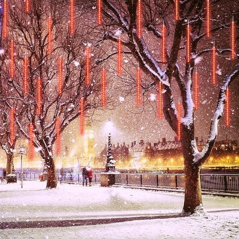 Guirlande lumineuse LED 80cm 8 Tubes 576 LEDS effet pluie de météorites gouttes diamants stalactite IP 65 intérieur extérieur Noël Vert (1/5)