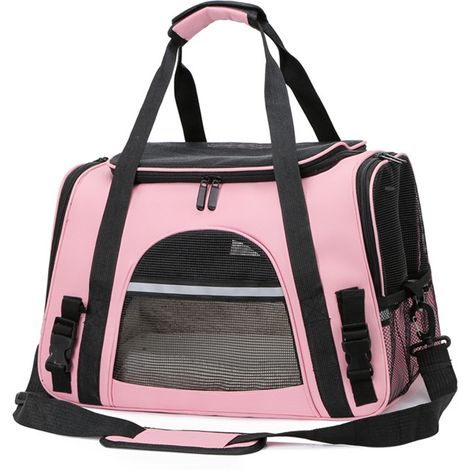 Bolsa transportadora para gatos y perros de 43 × 28 × 25 cm, ligera, de malla transpirable Oxford de 700 g con alfombrilla extraíble para viajes. (1/5)