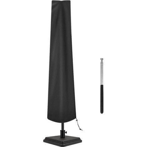 Funda impermeable para sombrillas de exterior de 2,1 a 2,7 metros - Funda protectora para sombrilla de jardín o mercado con cremallera y mástil, negra