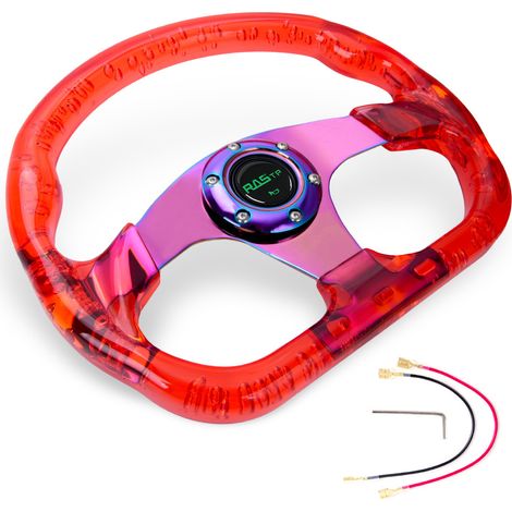 Car modification accessories D-type acrylic steering wheel 320MM crystal frame racing steering wheel 13-inch - acrylic - orange red (1/4)