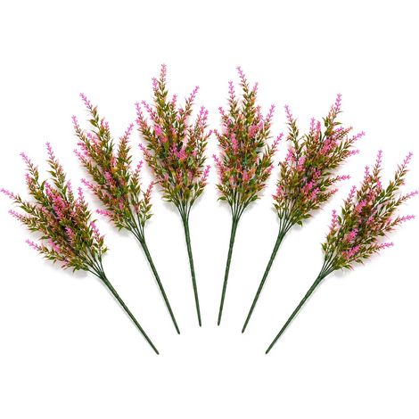 Pack of 6 x 34cm Artificial Pink Heather Stem Plant (1/5)