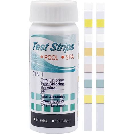 Precise Pool Water Test Strips for Swimming Pools, Multifunctional Set with Instant Results for Ponds, Fresh Water, Salt Water and Spas (1/5)