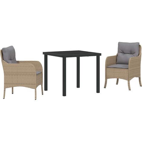 Ensemble de salle à manger pour jardin 3 pcs,Salon de jardin Beige Poly rotin CFW39317 (1/5)