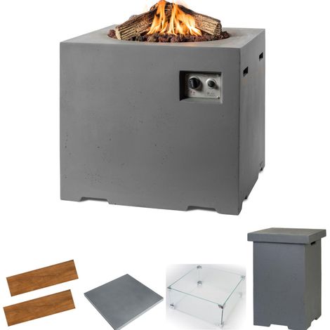 Happy Cocooning Mania Feuertisch Lounge&Dining Komplettset 19,5 kW quadratisch 76x76x67 cm Beton-Opt (1/5)