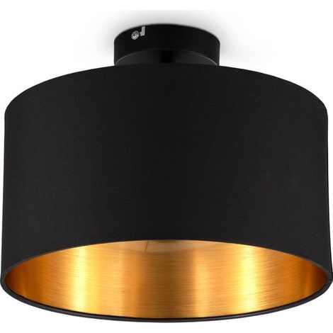 Plafonnier en tissu noir-or 1 douille E27 Ø30 cm Sans ampoule (1/5)
