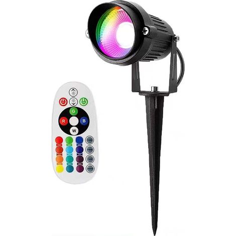 6-W-RGB-LED-Strahler mit Farbwechselfunktion – Fernbedienung, IP66-Schutzart, Erdspieß für den Innen- und Außenbereich (1/5)