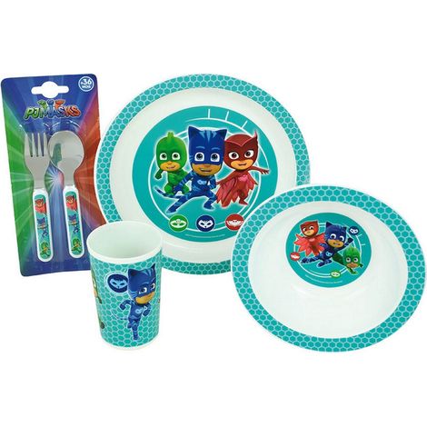 Pyjamasques Lot Vaisselle Pour Enfant Avec Verre 220 Ml