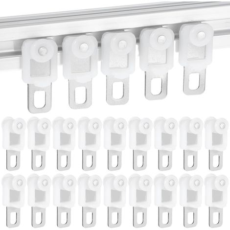Lot de 50 roulettes pour Rail de Rideau - Galets de Guidage en Acier Inoxydable et Plastique - Chariots Silencieux pour Tringles et Rails de Fenêtre - Blanc (1/5)
